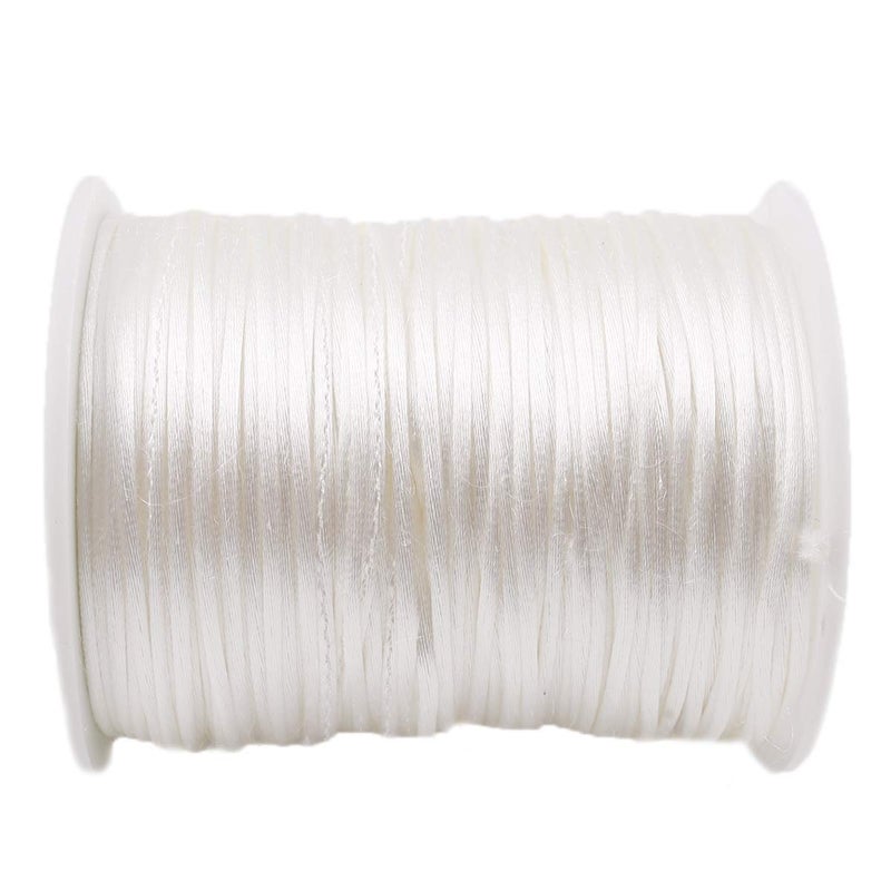 Promise Babe White Satin Rattail Cord for Necklace, 1mm Nylon Cord for Bracelets, 75m DIY Craft Supplies Line - Image 1
